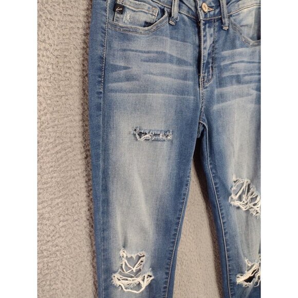 Kancan Jeans Cassandra Mid Rise Super Skinny Jeans Distressed Womens 25 - Picture 2 of 12
